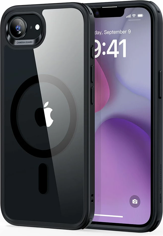 Zaščitni ovoj ESR Classic Hybrid HaloLock MagSafe za iPhone 16e, prozorno-črn
