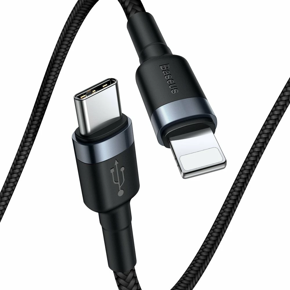 Kabel USB-C na Lightning Baseus Cafule CATLKLF-G1, 1 m, 18 W, črno/siv