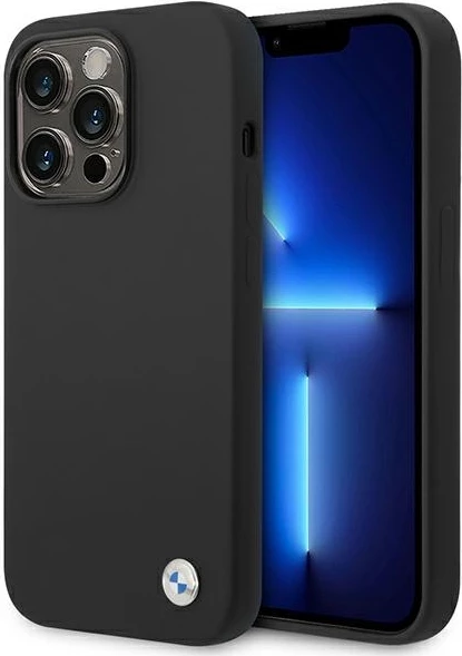 Ovitek za telefon iPhone 14 Pro Max 6,7", silikonski, črn BMW BMHCP14XSILBK