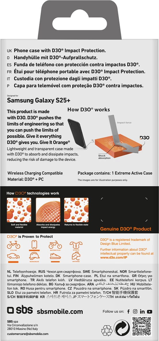 Ovitek za telefon D3O za Samsung Galaxy S25+, prozoren