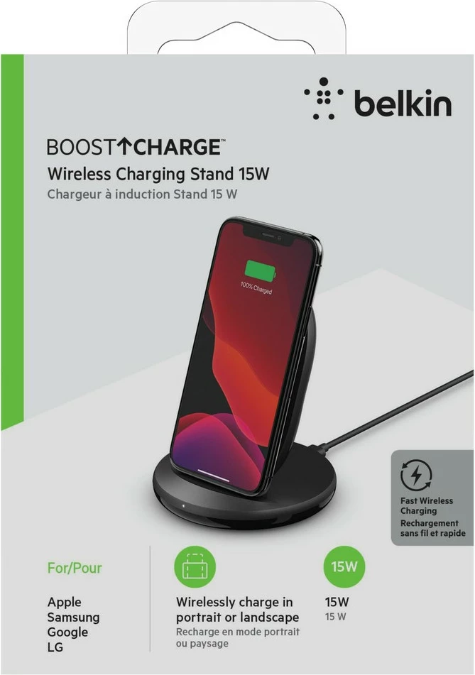 Brezžični polnilec Belkin Boost Charge, 15W, Quick Charge 3.0, črn