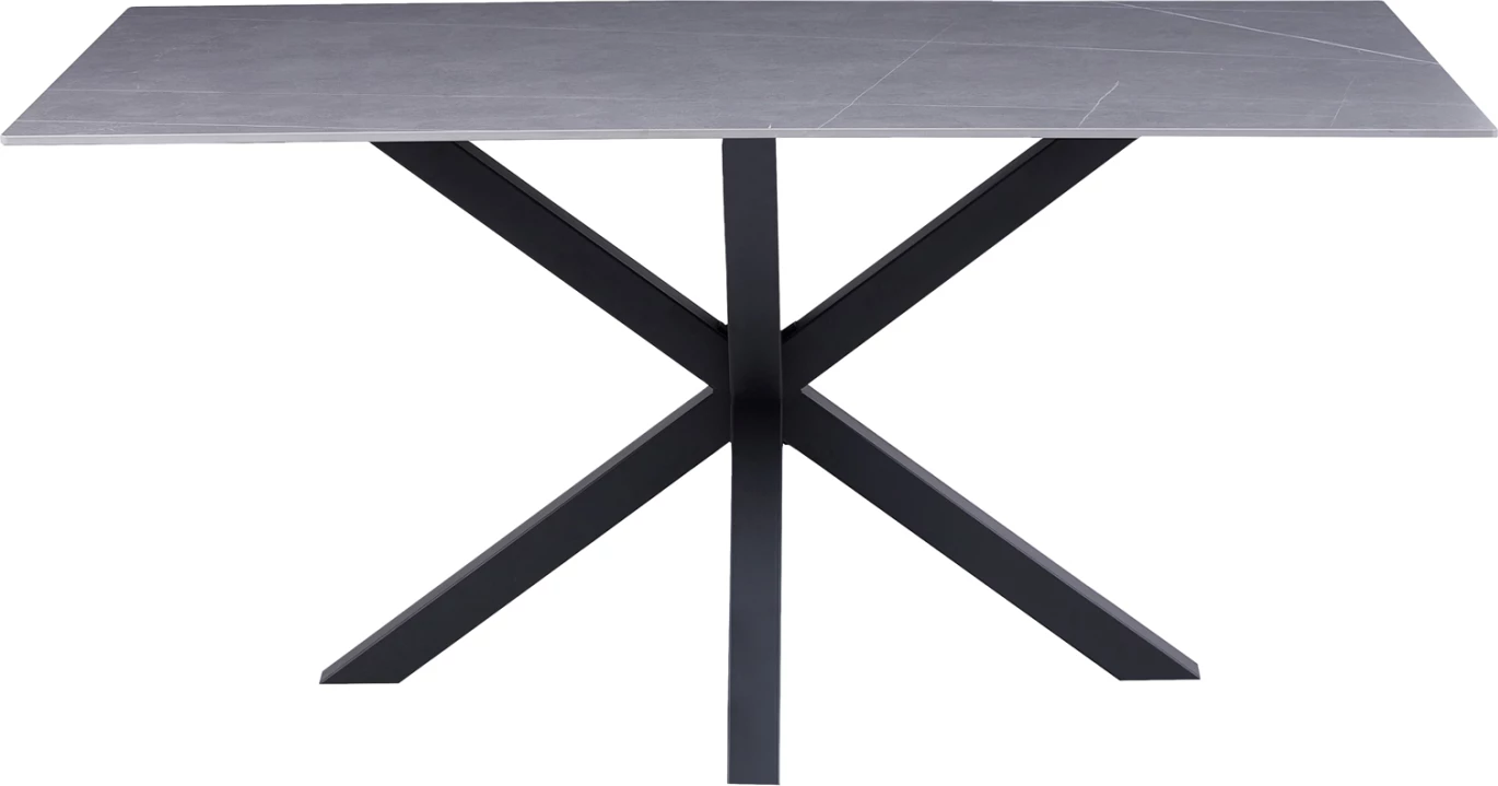 Klubska miza FH9470.05 s sivo marmorno sintrano kamnito ploščo in črno kovinsko osnovo 120x60x45,5 cm