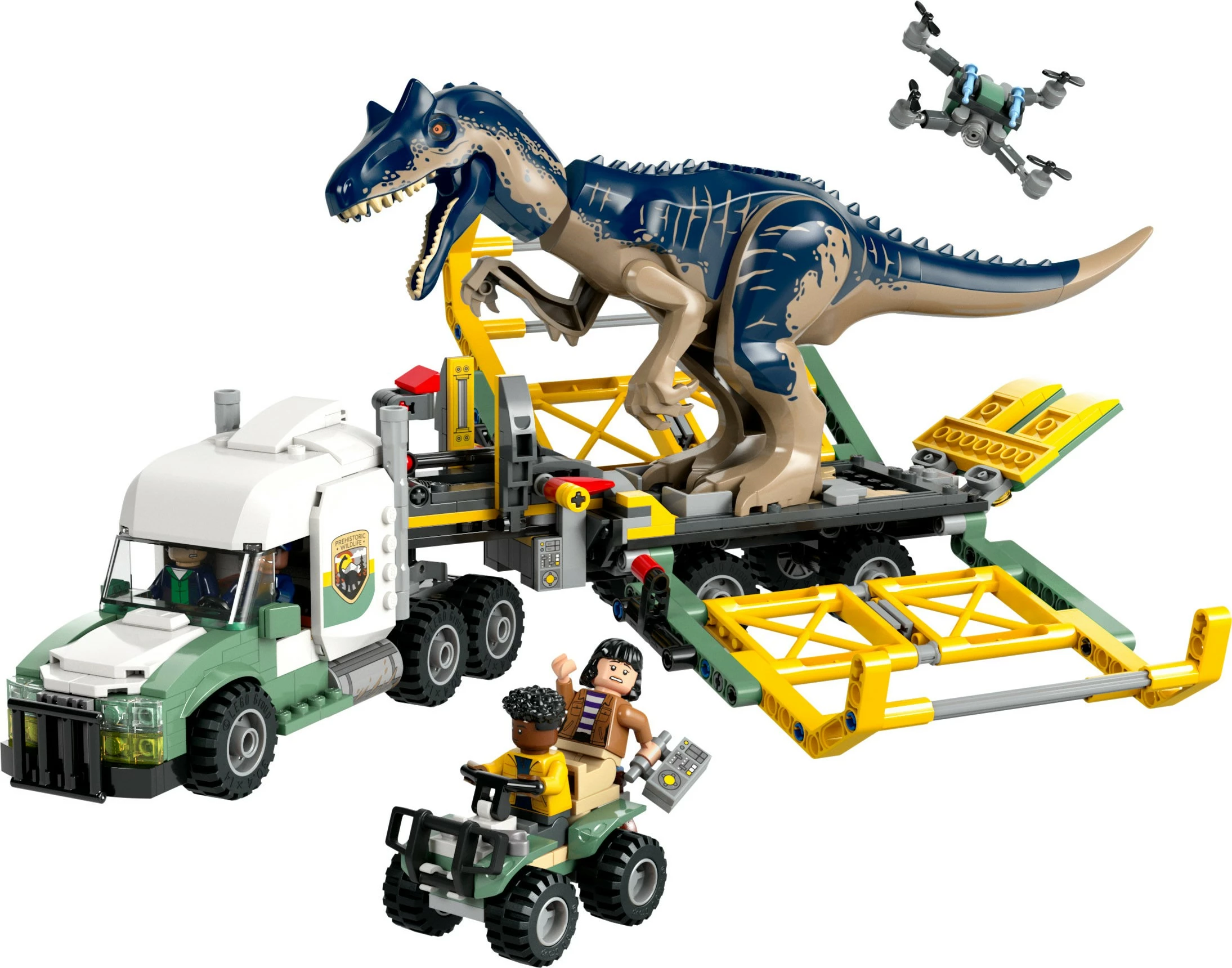 Set za gradnjo Allosaurus Transporter LEGO Jurassic World 76966, 588 kosov, večbarven