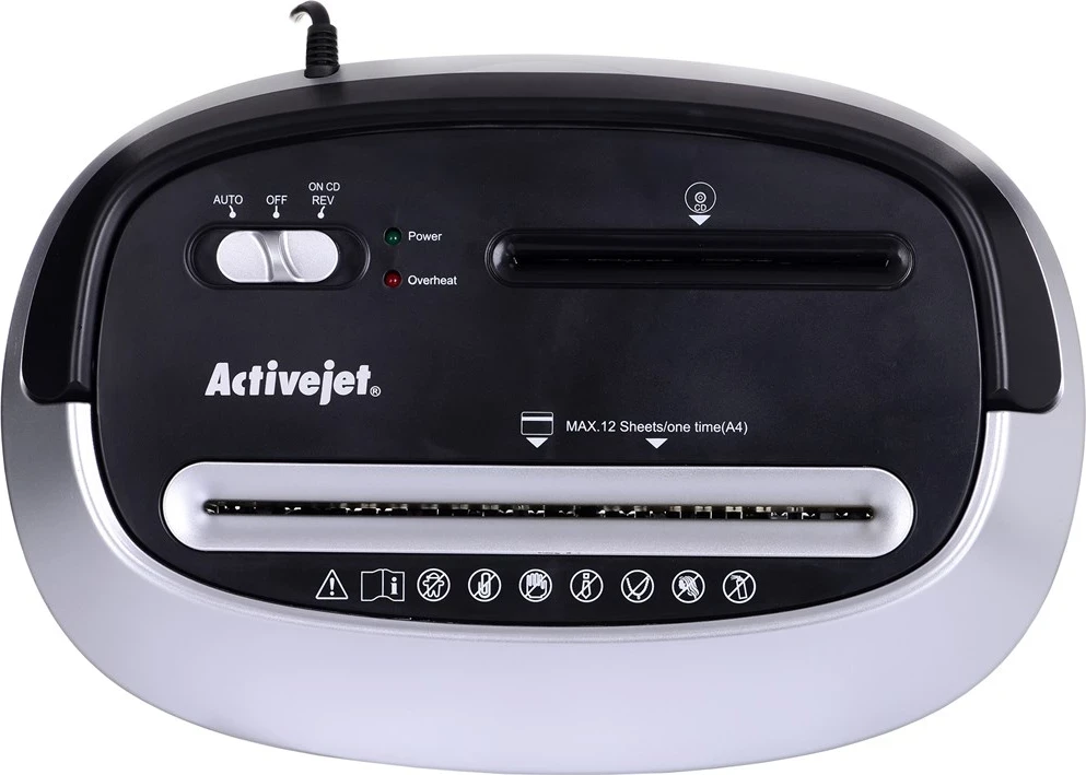 Grizalnik dokumentov Activejet ASH-1201D, črn, srebrn