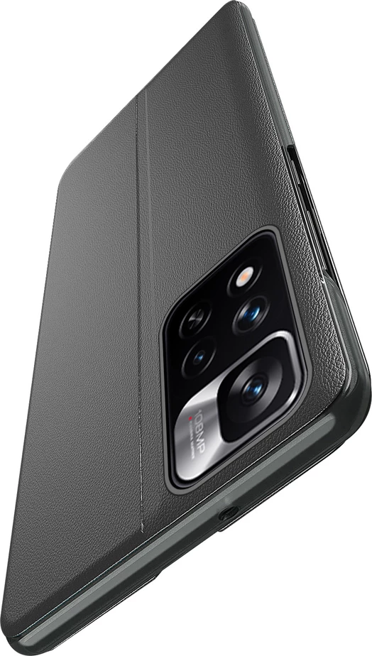 Ovitek Eco Leather View Hurtel za Xiaomi Redmi Note 11 Pro+ 5G / 11 Pro 5G / Mi 11i HyperCharge / Poco X4 NFC 5G, črn