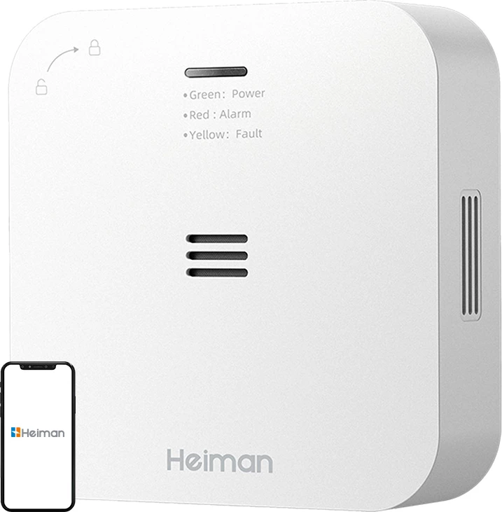 Detektor ogljikovega monoksida Heiman HM-720ES-W, brezžičen, povezava z aplikacijo, bel