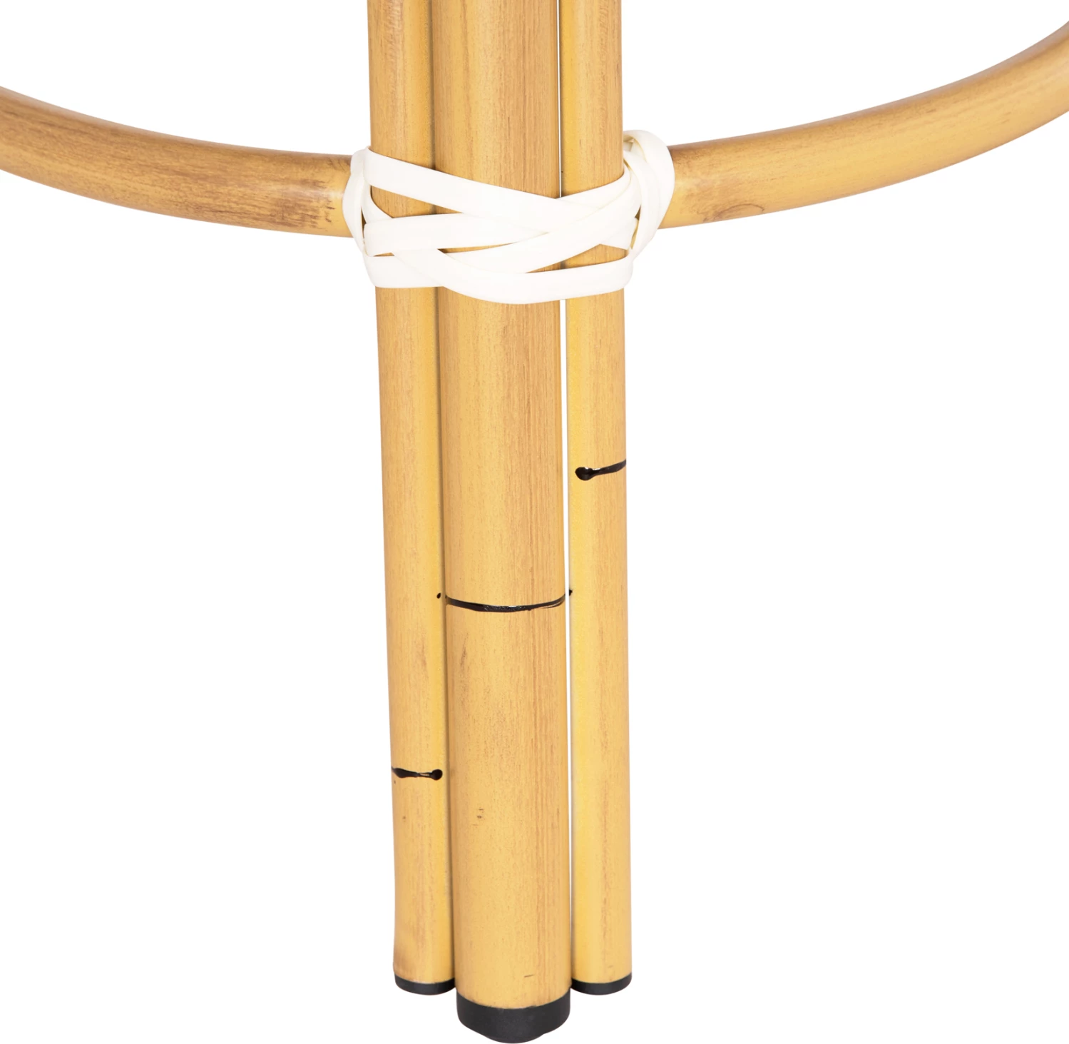 Aluminijasti okrogli stol CHINO FH6285.05 videz bambusa-tekstilen bel in moder Φ36x46Hcm