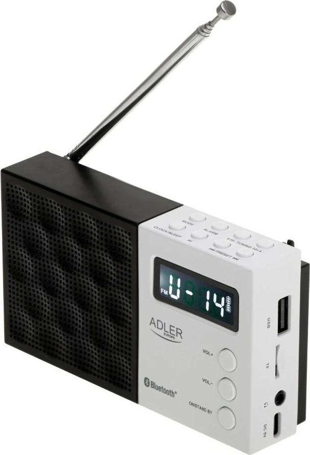 Digitalni PLL radio Adler AD1908 z Bluetoothom, USB/SD, črn/bel