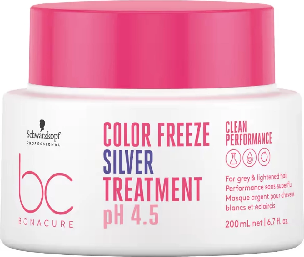 Regeneracijska maska za barvane in posvetljene lase za ženske, Schwarzkopf Professional BC Bonacure Color Freeze Silver Treatment, 200 ml