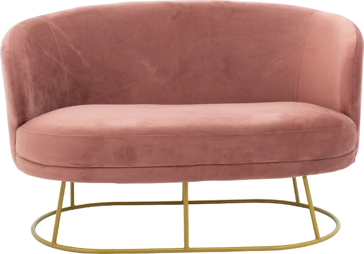 Dvosed z dvema sedežema Rony, žamet rjavkasto marelična, zlato kovinsko, 132x82x83 cm