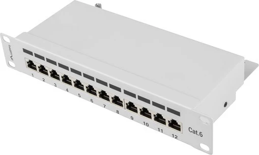 Patch panel, zaščiten, Kategorija 6, Lanberg PPF6-9012-S
