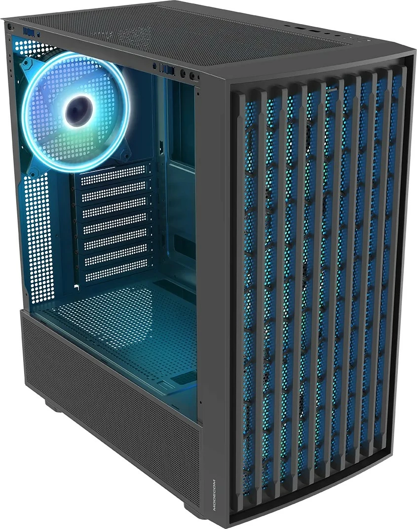 Ohišje MODECOM Breeze ARGB FLOW Midi, ATX, kaljeno steklo, črno