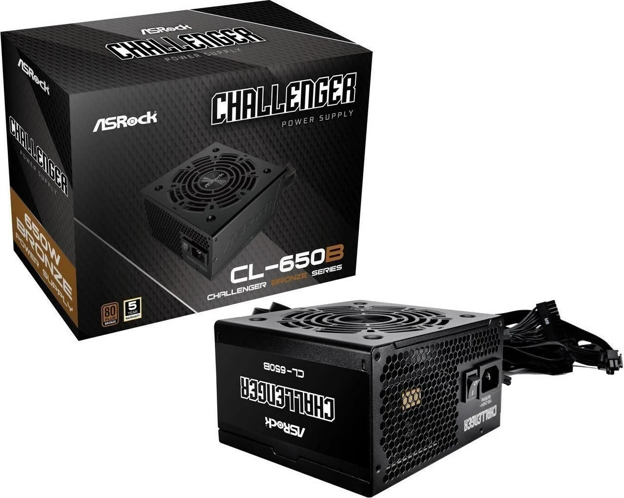 Napajalnik ASRock Challenger CL-650B, 650W, 80 PLUS Bronze, črn