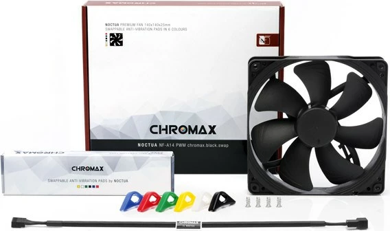 Ventilator za ohišje Noctua NF-A14 PWM chromax.black.swap, 14 cm