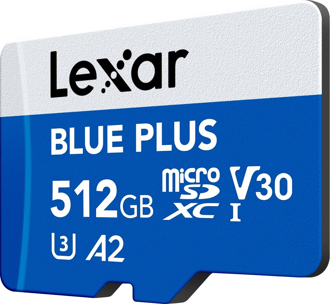 Pomnilniška kartica microSD Lexar Blue Plus (LMSBLPL512G-BNANG), 512 GB, UHS-I C10 A2 U3 V30, 170 MB/s, z SD adapterjem, modra