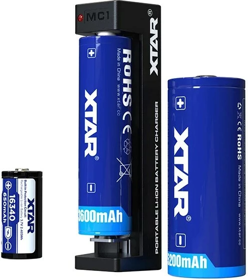 Polnilec baterij XTAR MC1C, 1 mesto, Li-Ion, USB-C, črn