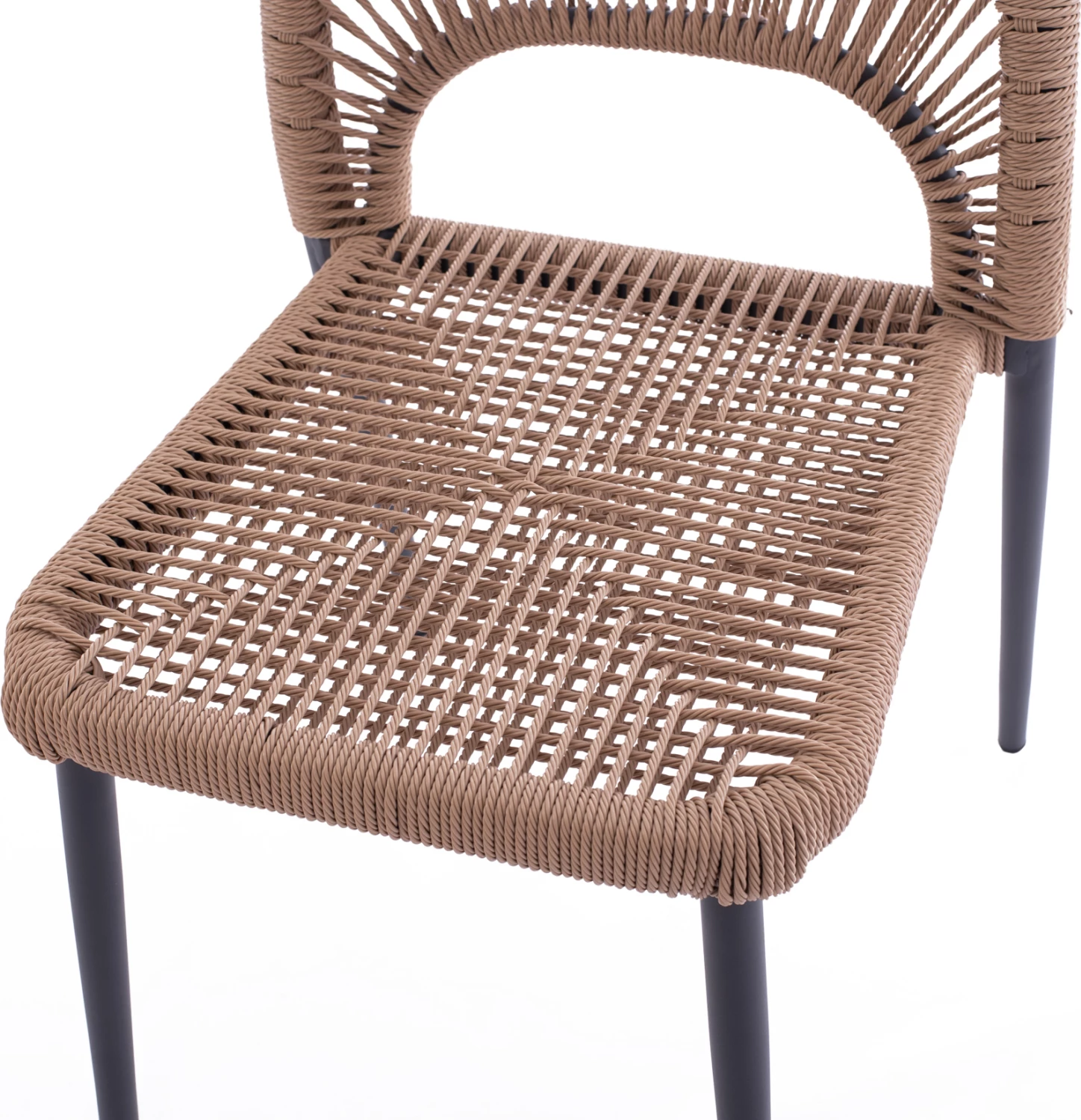 Siva aluminijasta stol z bež PE vrvjo FH5770.02 45x63x82Y cm