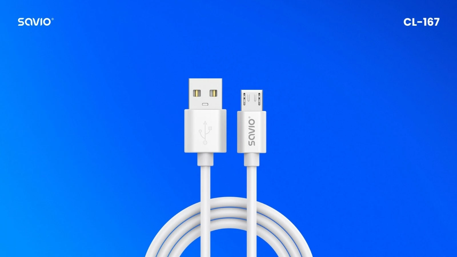 Kabel USB-A na micro USB, Savio CL-167, 3 m, bel