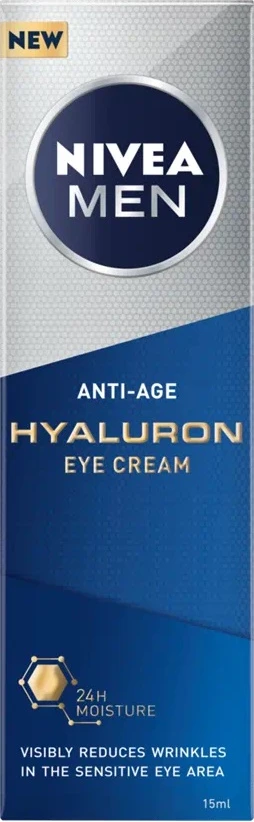 Krema za oči proti gubam za moške Nivea Hyaluron Anti-Wrinkle, 15 ml