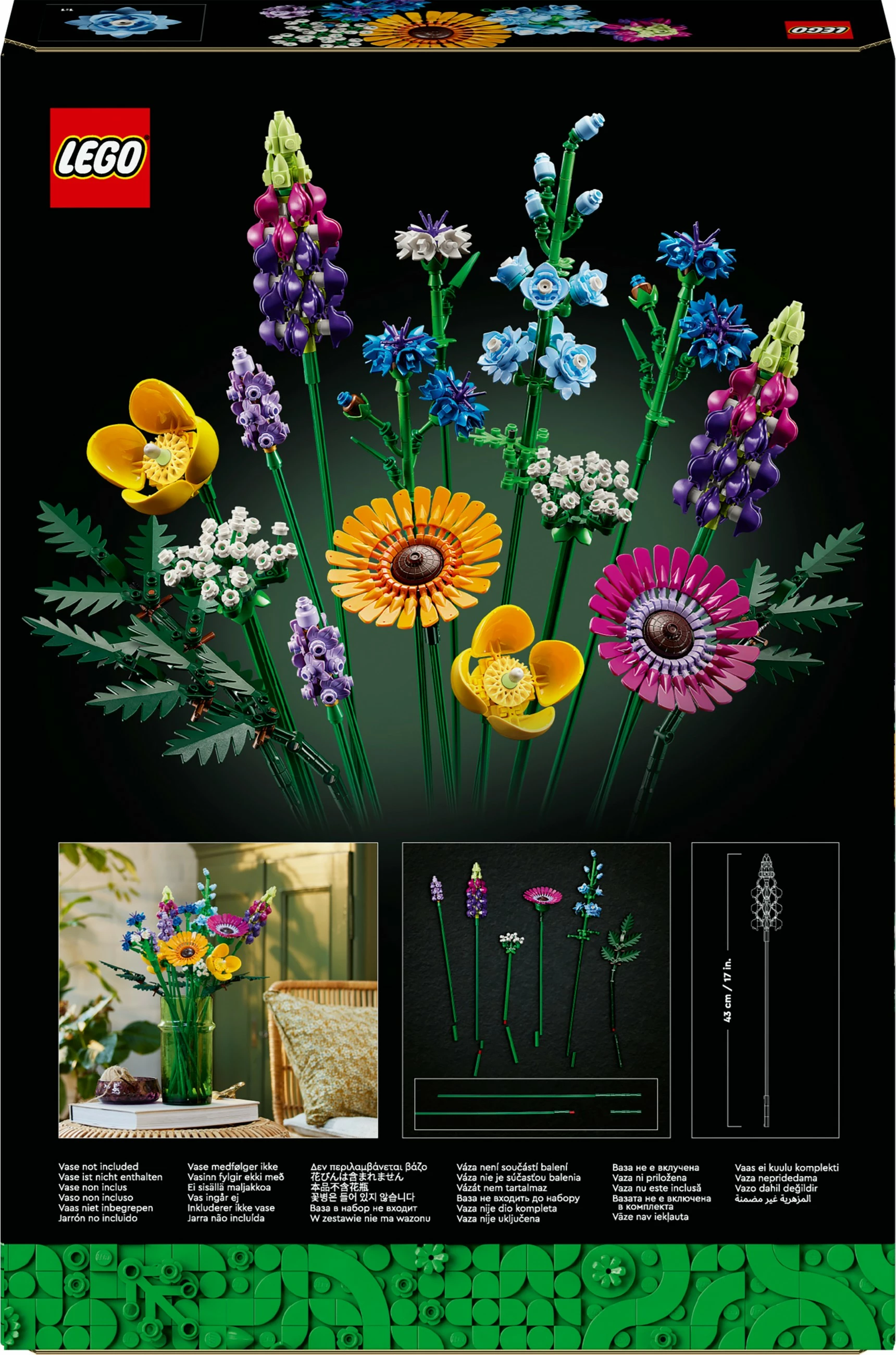 Cvetlična šopka LEGO ICONS Wildflower Bouquet, 939 kosov, večbarvno