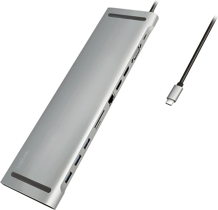 Stojalo za dokiranje, LogiLink UA0373, žično, USB 3.2 Gen 1, 100 W, aluminij