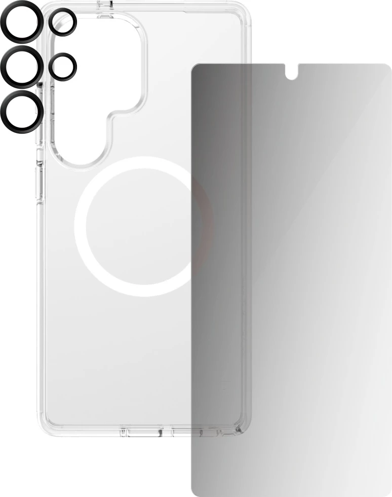 Ovitek za telefon PanzerGlass CARE Flagship 3in1, zaščitno steklo za zasebnost in zaščitno steklo za objektiv za Samsung Galaxy S25 Ultra