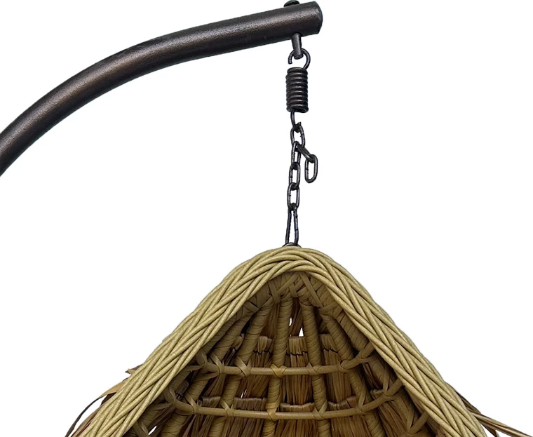 Viseče gnezdo iz PE rattana, bež, z rjavo kovinsko osnovo 120x105x195 cm — Pakoworld