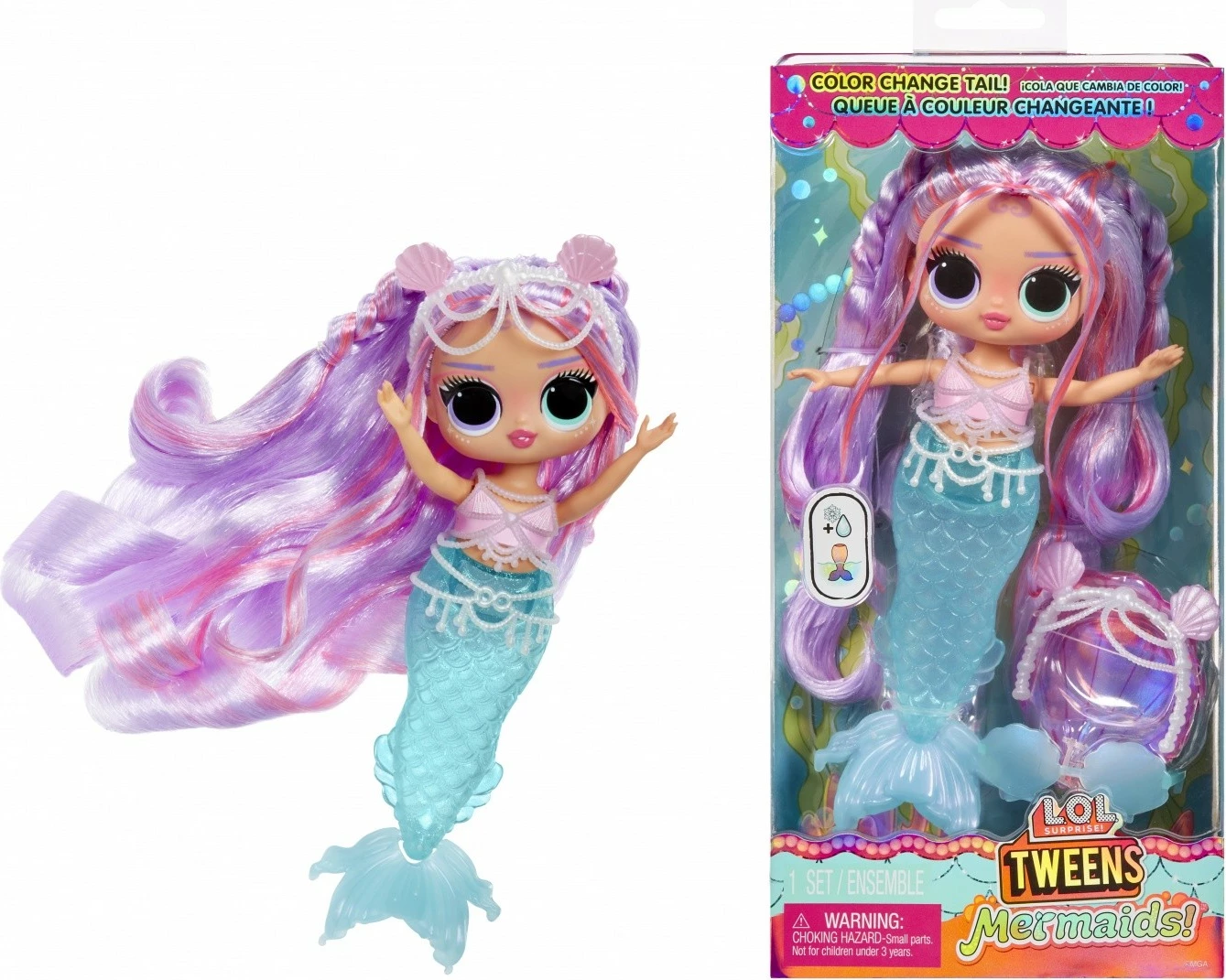 Kukla Sirena L.O.L. Surprise Tweens Lana Marine, z repom, ki spreminja barvo