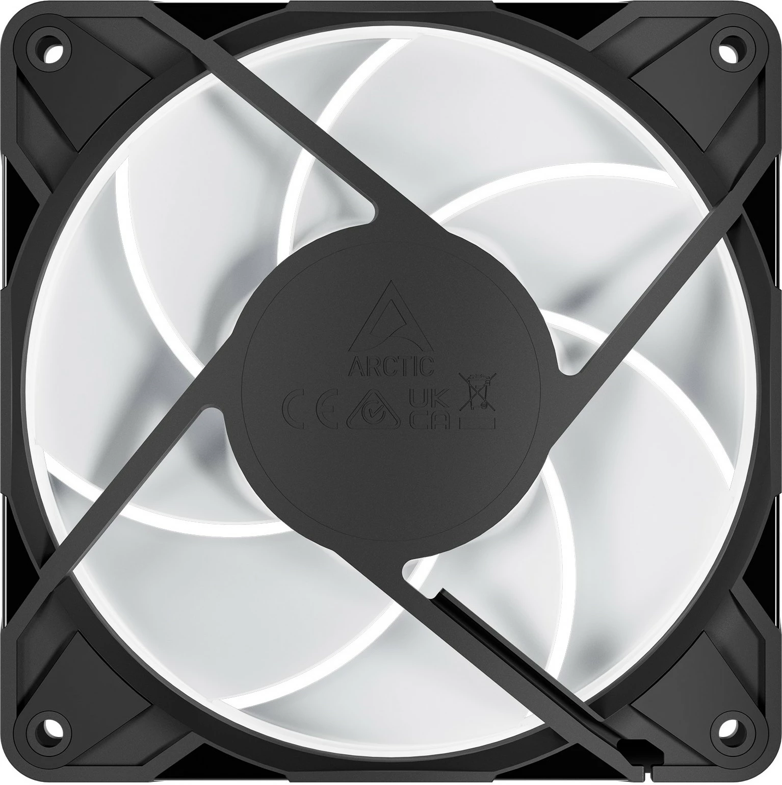 Ventilator za ohišje, ARCTIC P12 Pro A-RGB, 120 mm, PWM, večbarvna LED, črn/bel