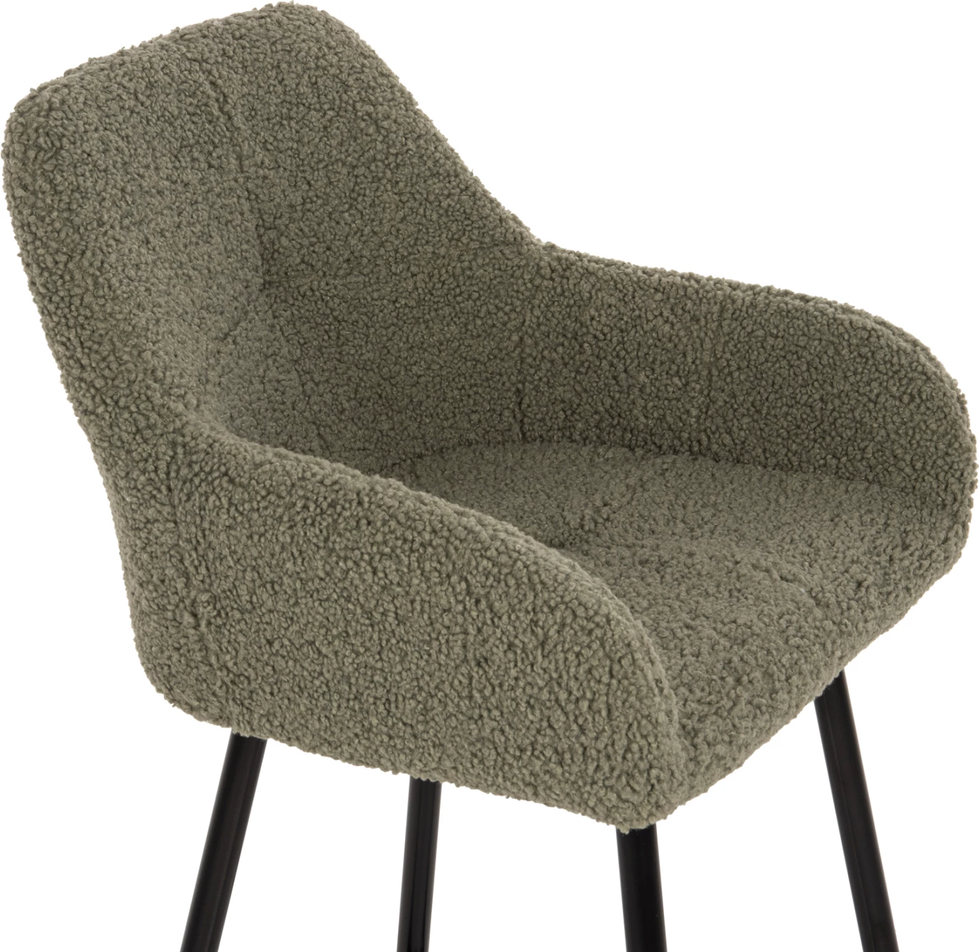 Barski stol srednje višine STRIKE FH8592.03 pistacija zelena tkanina TEDDY-črne kovinske noge 50x50x94,5Hcm, set 2 kosov