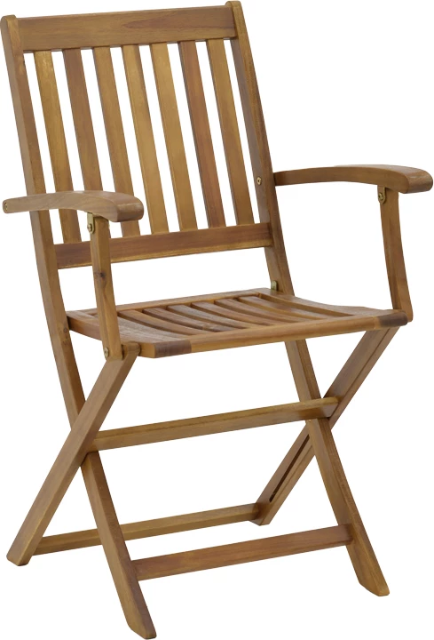 Zložljiv stol z naslonjali za roke, akacijev les, naraven, 53x60x90 cm