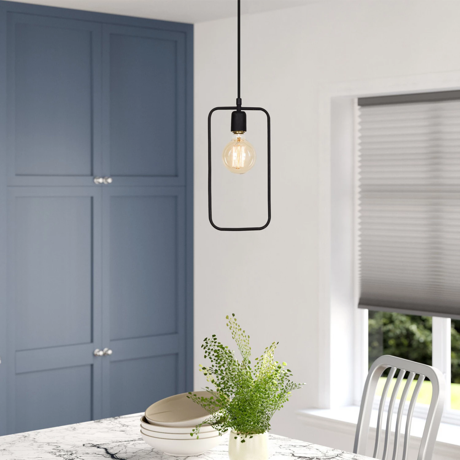 Kovinska viseča svetilka črna FH7258 15Χ6Χ123 cm