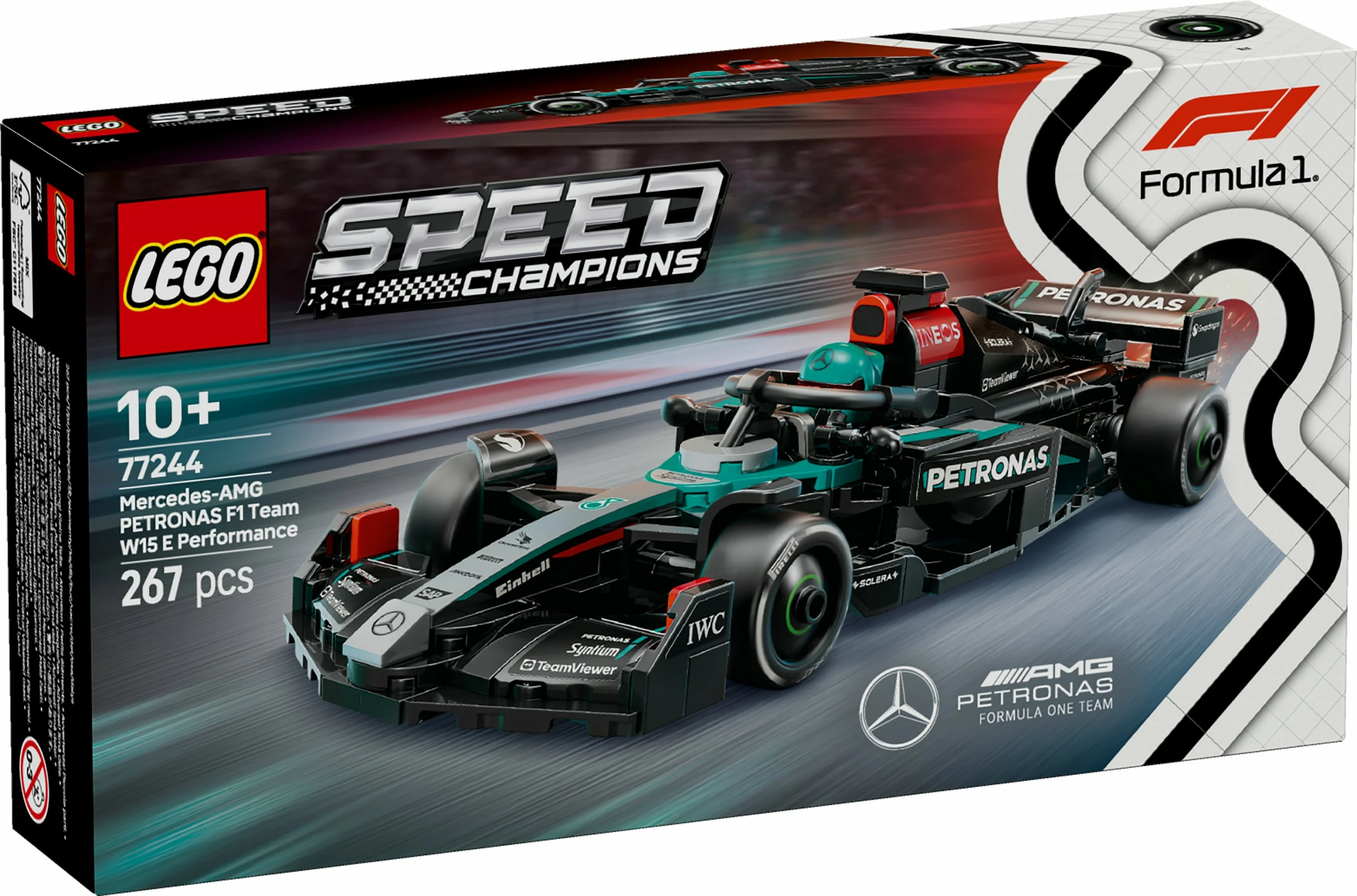 Model dirkalnega avtomobila Mercedes-AMG F1 W15, komplet LEGO, 267 kosov, večbarven