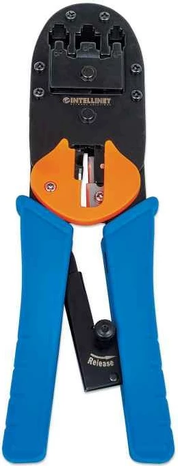 Univerzalne klešče za krimpanje modularnih konektorjev Intellinet, za RJ45, RJ12 in RJ11, črne