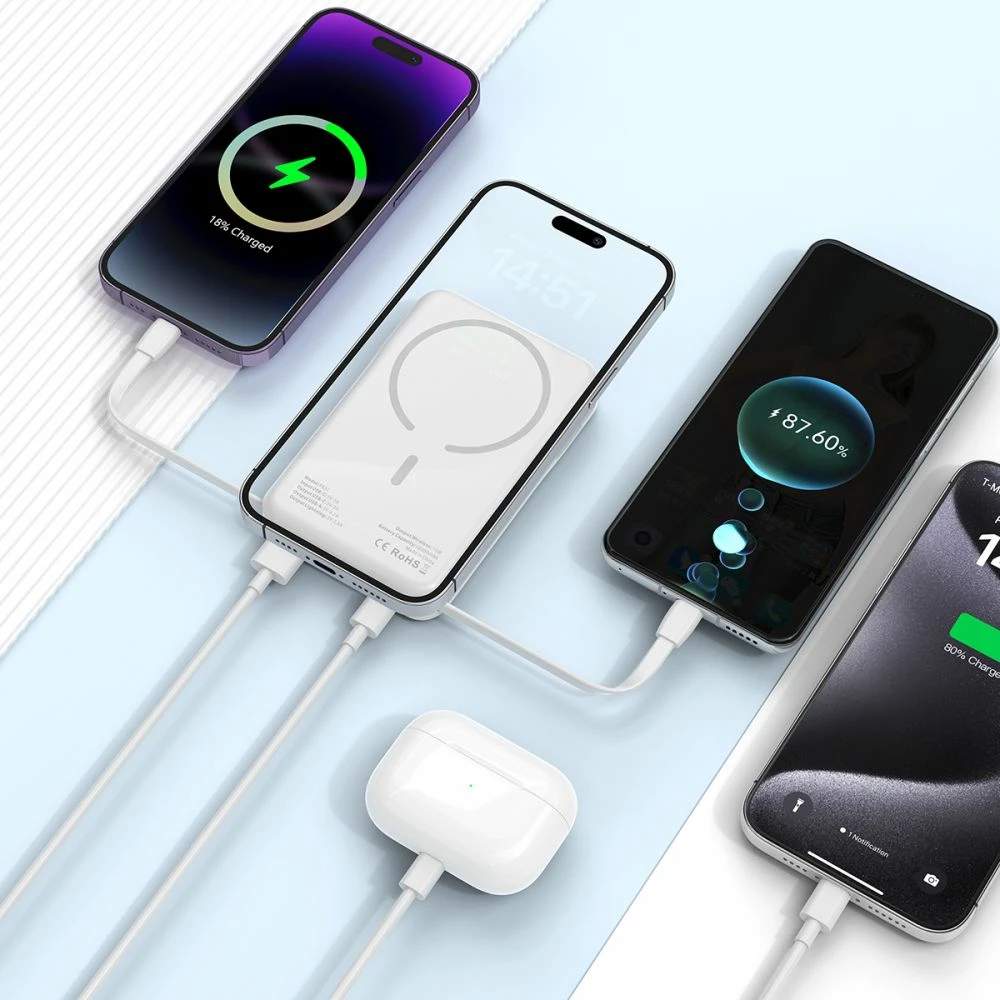 Power bank LifeMag Tech-Protect PB31, 10000 mAh, MagSafe, USB-C/USB-A/Lightning, bel