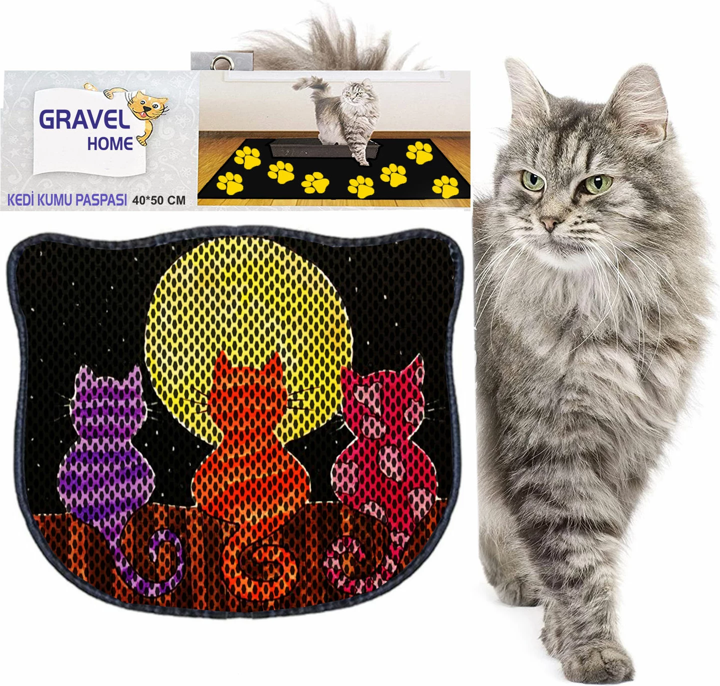 Preproga za mačji pesek, pisana, Paws & Whiskers Kdkafa0107