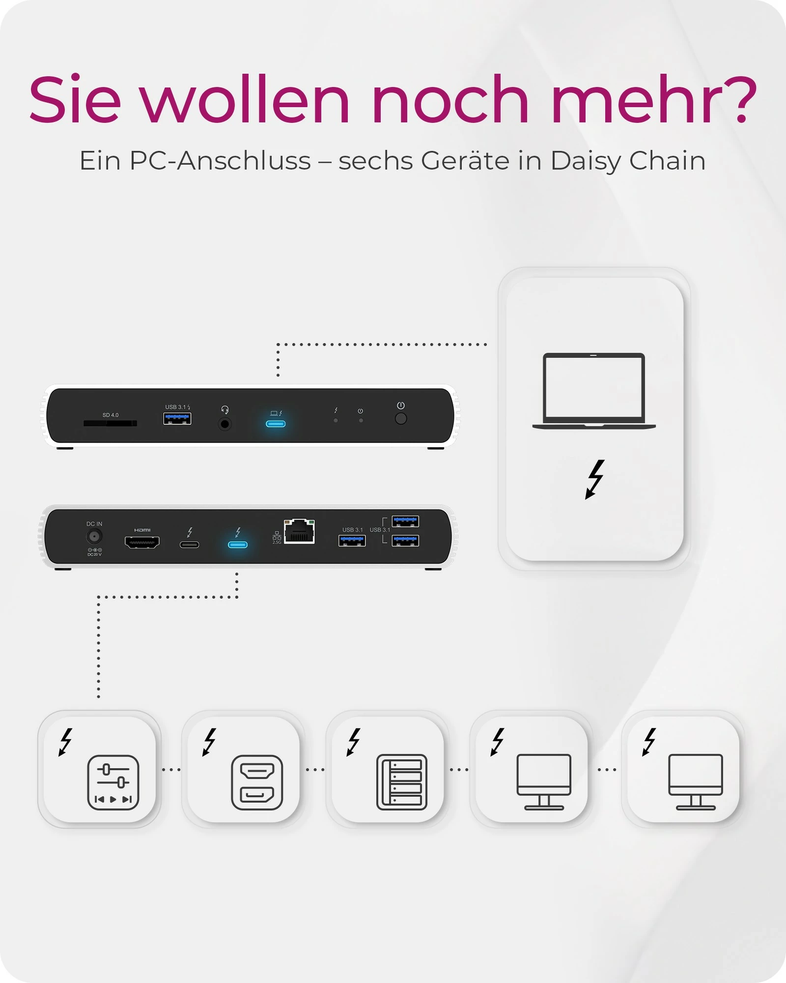 Dokirna postaja Thunderbolt 4, 96W, 2x zaslon, SD, Ethernet, ICY BOX IB-DK8801-TB4, antracitno črna