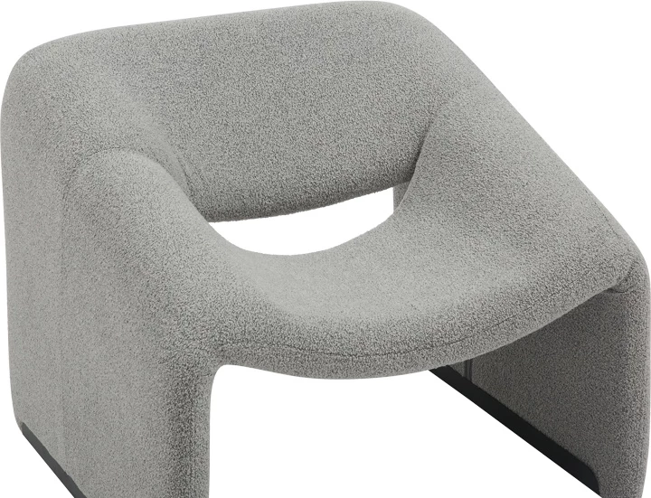 Fotel Clous, bouclé tkanina, svetlo siva, 86x77x73.5 cm