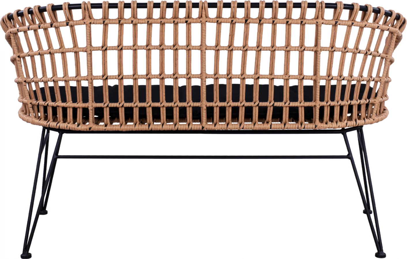 Kovinska klop Allegra FH5692 s pletenjem Črno-Bež 124x57x77cm