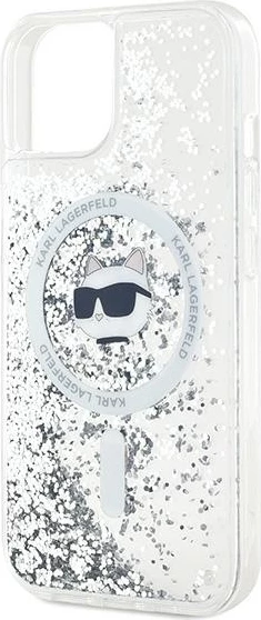 Ovitek Liquid Glitter Choupette Head MagSafe za iPhone 13, Karl Lagerfeld, prozoren