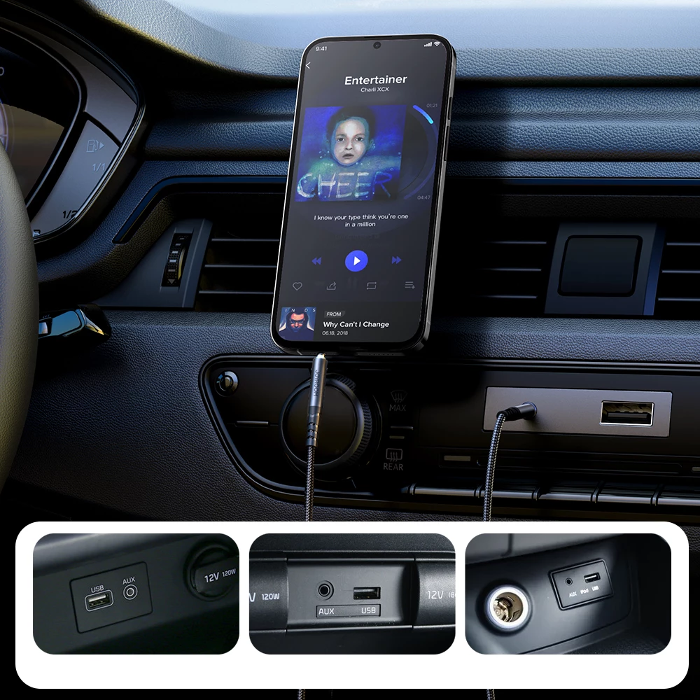 Avdio kabel AUX 3,5 mm moški–moški, Joyroom SY-A08, 1,2 m, črn