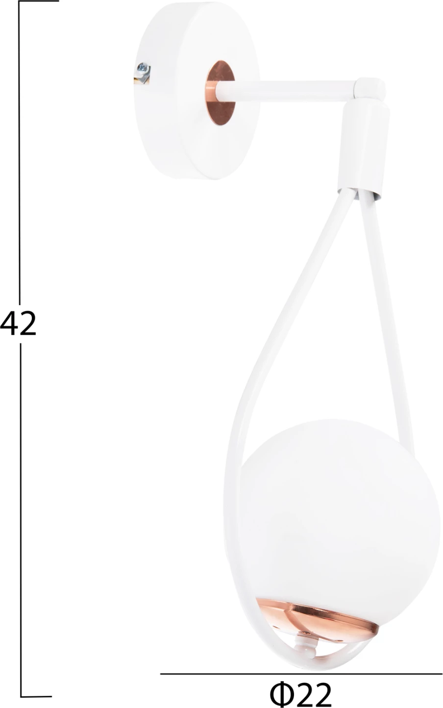 Stenska svetilka viseča kaplja bela z belim globusom 22x20x43Hcm.FH7640.03
