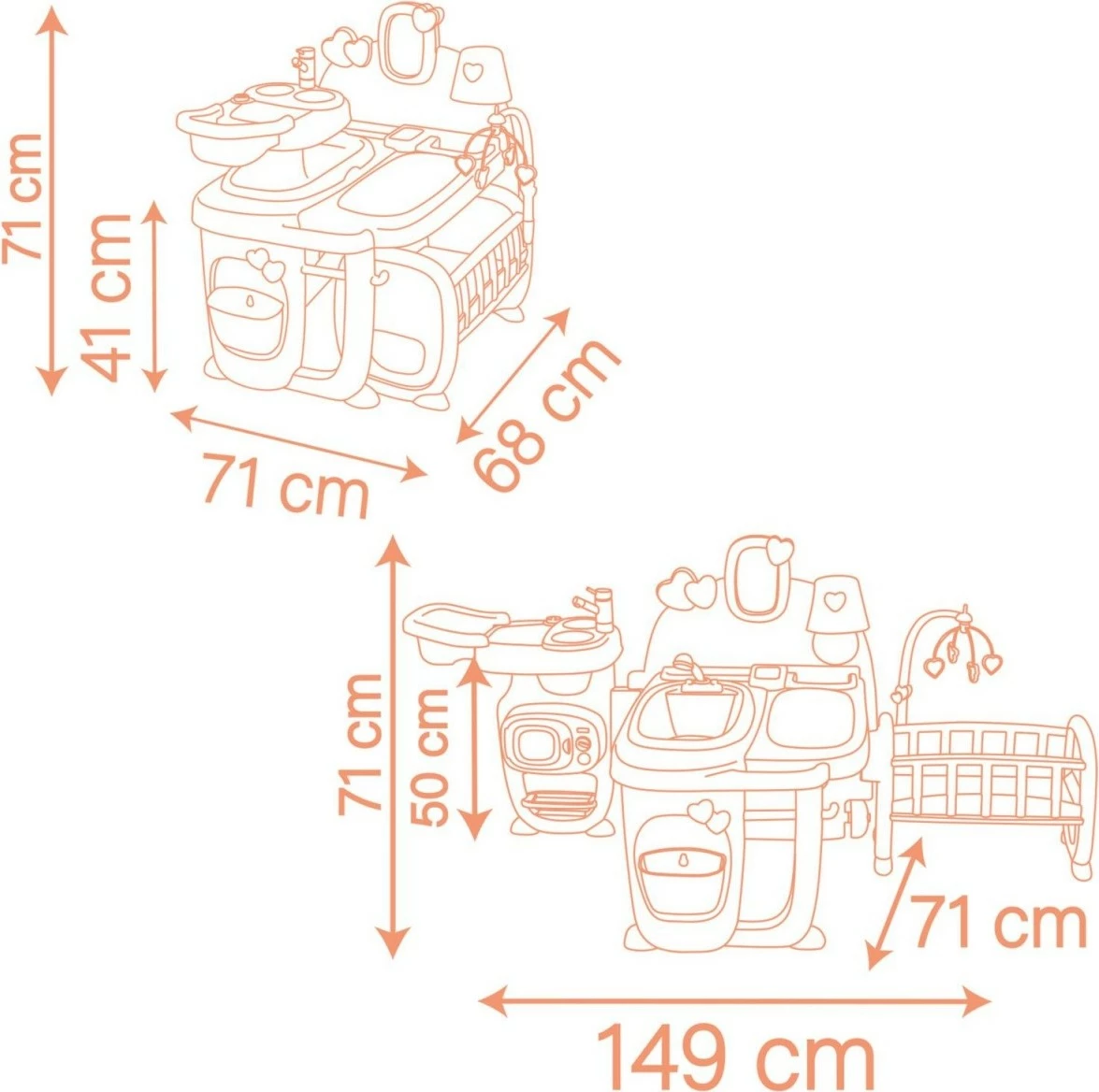 Igralni kotiček Baby Nurse Smoby 7600220394, z 19 dodatki, večbarven