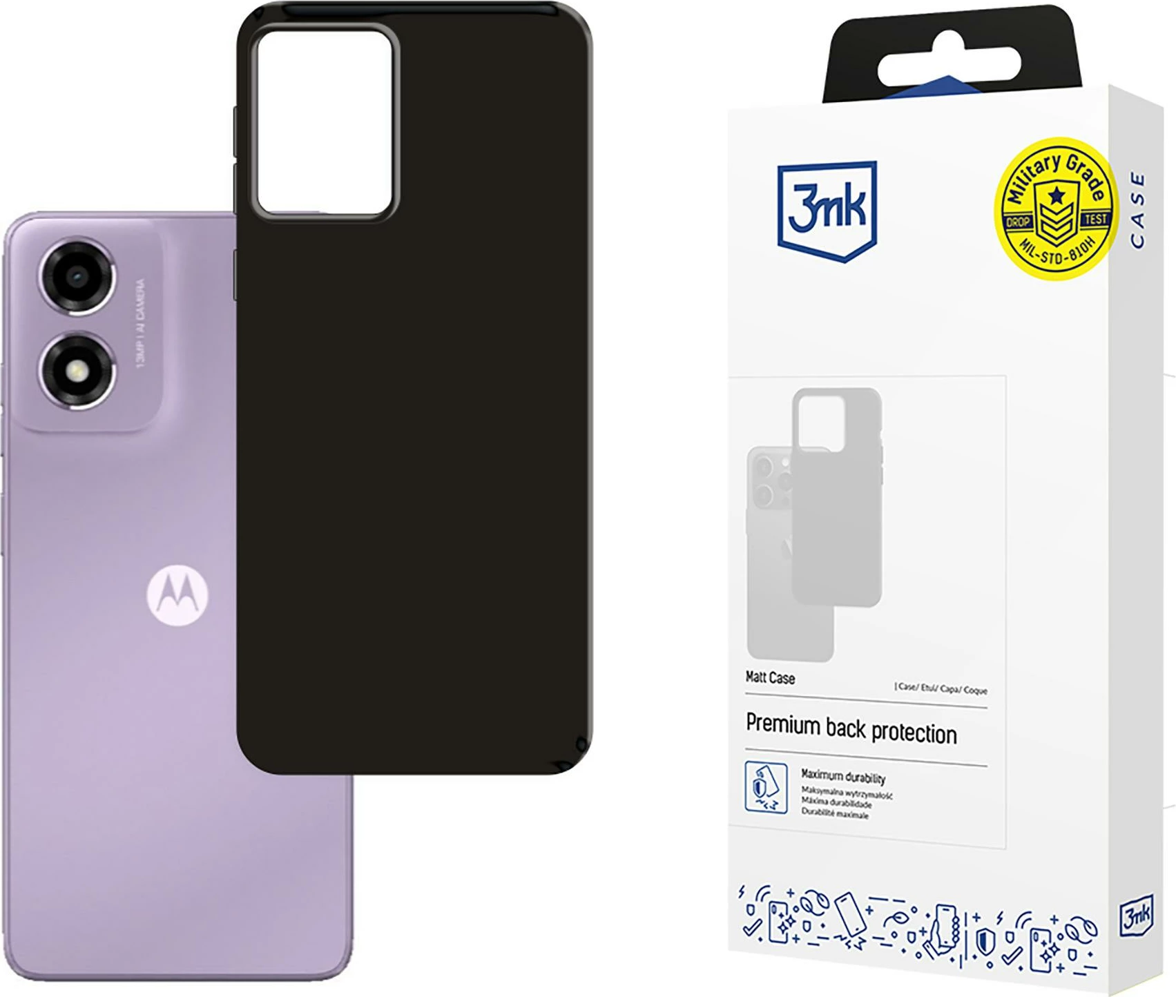 Matt ovitek 3mk za Motorola Moto E14 / G04 / G04S, črn