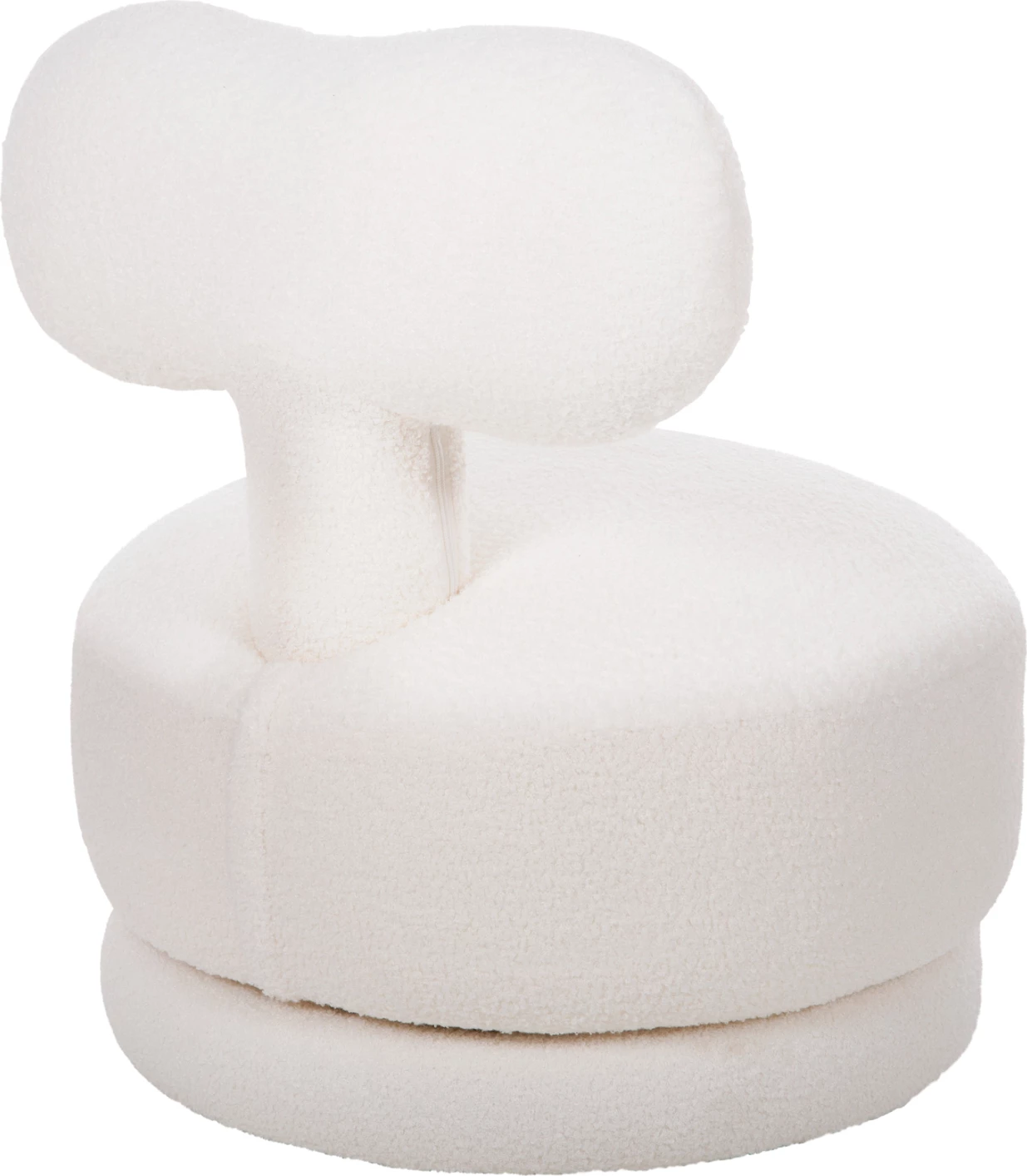 Vrtljiv stol s hrbtom KRIVIO FH9775.05 iz bele tkanine TEDDY 52x53x60Hcm