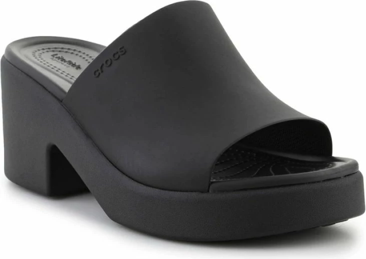 Sandali z visokim petom Crocs Brooklyn Slide Heel, črni