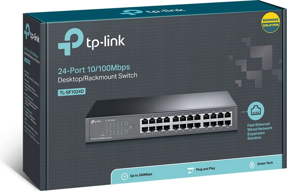 Stikalo TP-Link TL-SF1024D, 24 vrat, Fast Ethernet, rackmount, črno