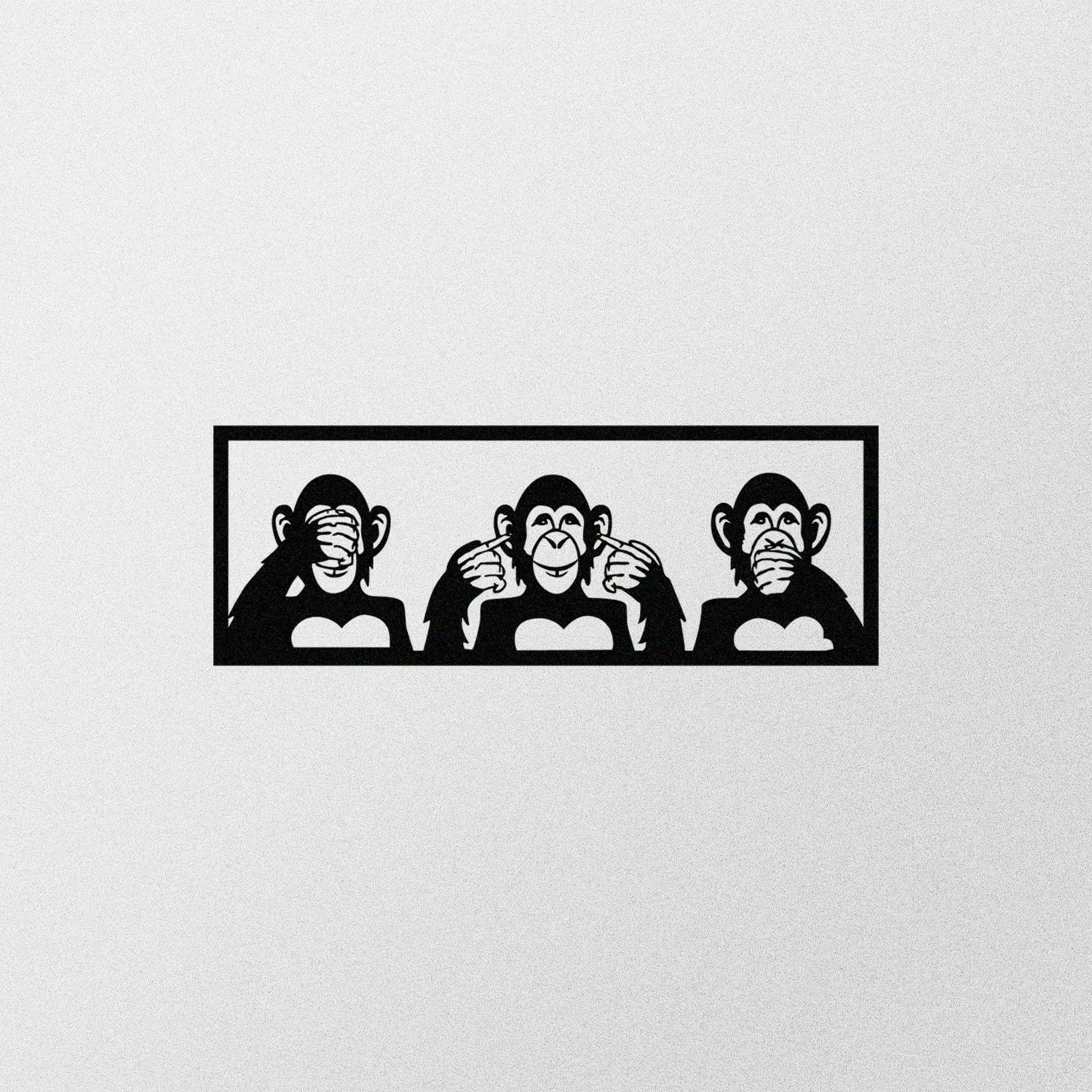 Dekorativni kovinski stenski okrasek, trije opice, Wallity, črn, 70 x 25 cm