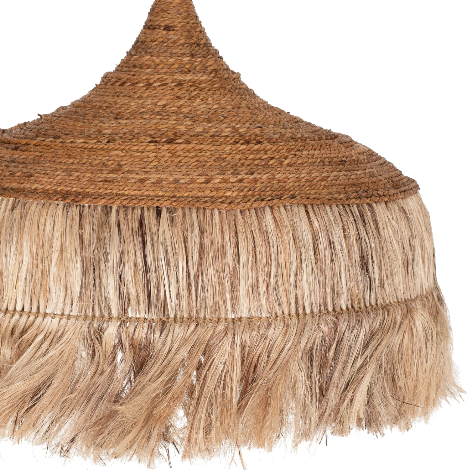 Stropna viseča svetilka z resicami iz abake v naravni barvi 80x80x70Hcm