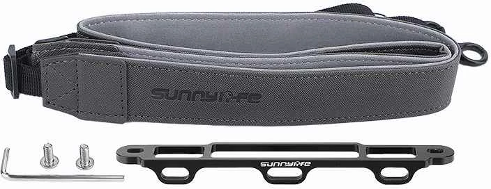 Nosilec z vrvico za krmilnik DJI RC, Sunnylife MM3-GS389, aluminij + PU usnje, siv